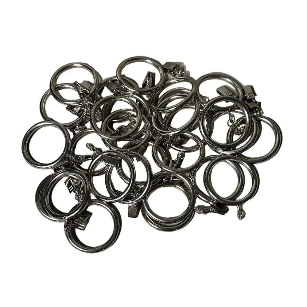 Curtain Rod Rings Clips Set Metal Lot of 20 Round Drapery Window 2.25